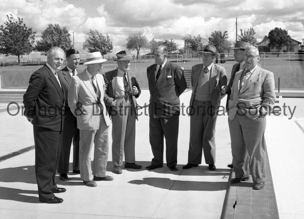 Mayor and others inspecting Olympic Pool