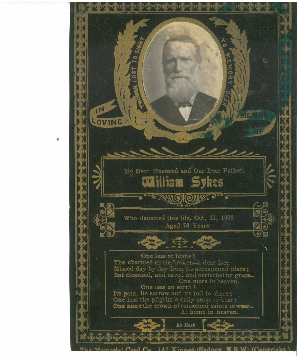William Sykes Memorial Card