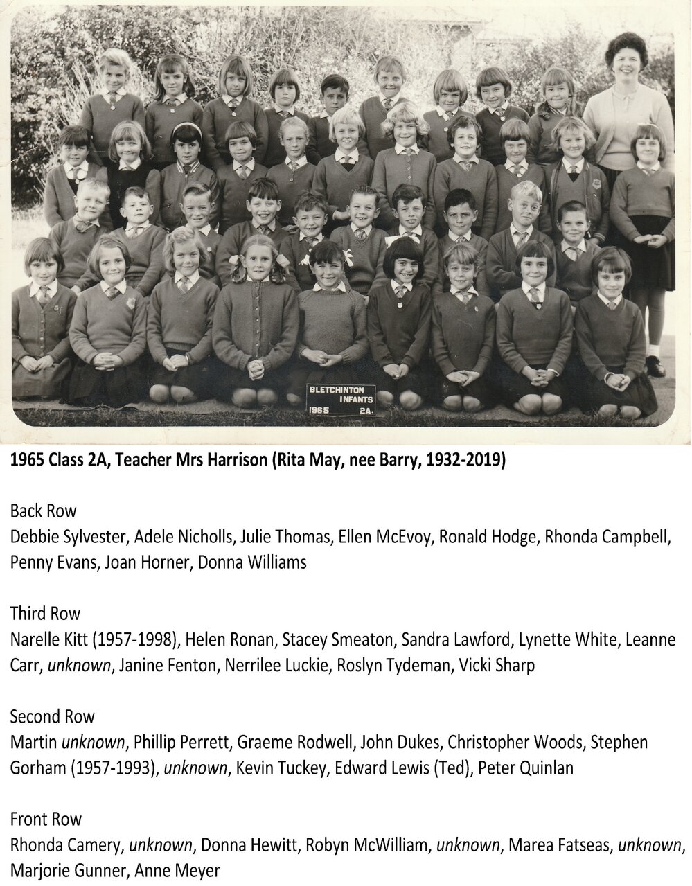 Bletchington Infants &amp; Primary School class photos 1965-69, plus map