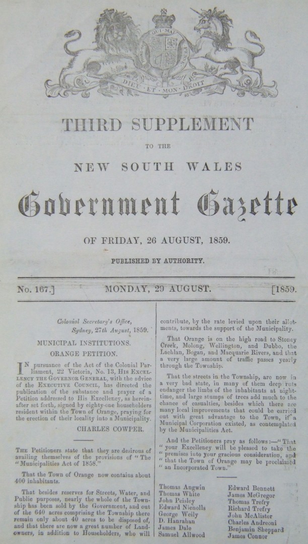 Municipality of Orange petition