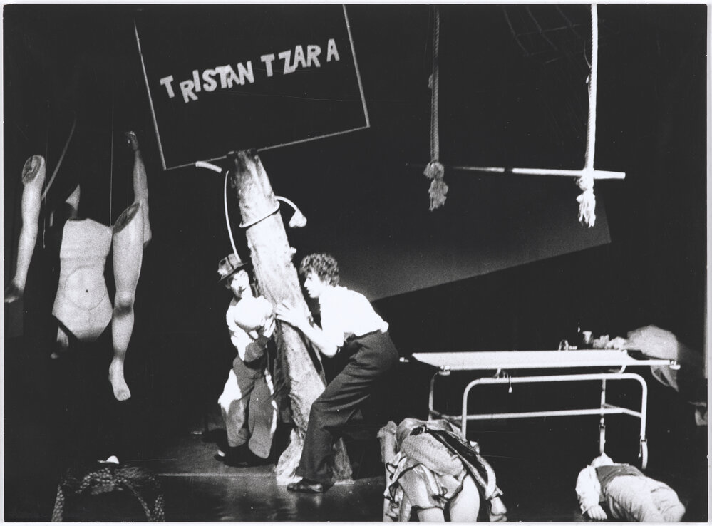 Theatre production Tristan Tzara on large sign