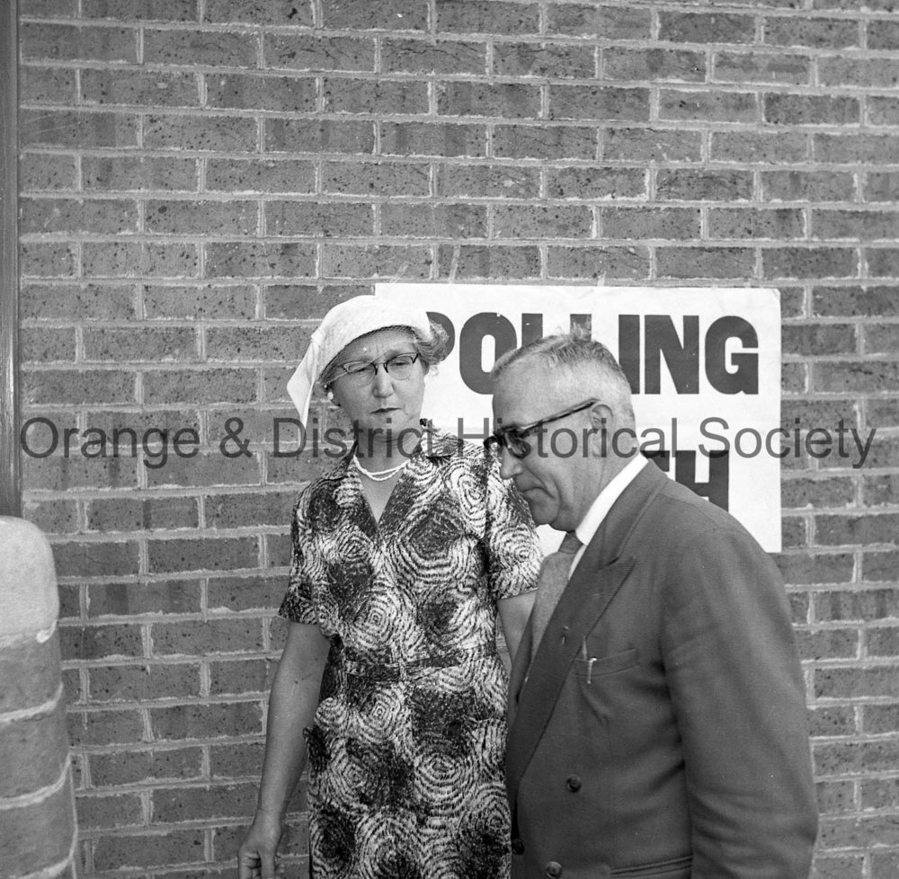 Candidate Lou Cassey at polling booth