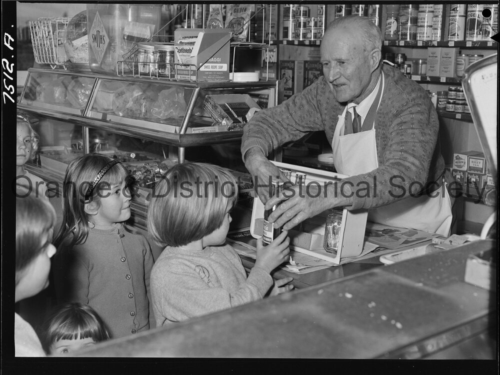 Mr J P Jaeger in his shop in Churchill Avenue