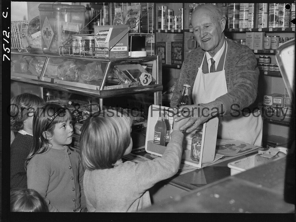 Mr J P Jaeger in his shop in Churchill Avenue