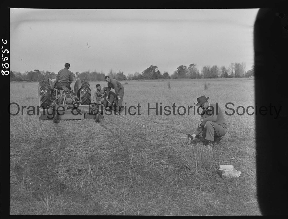 Council employees marking soccer field at Bloomfield aerodrome