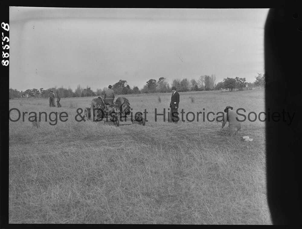 Council employees marking soccer field at Bloomfield aerodrome