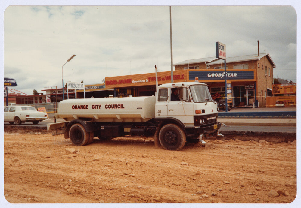 Water truck during construction works of Bathurst Road, Orange