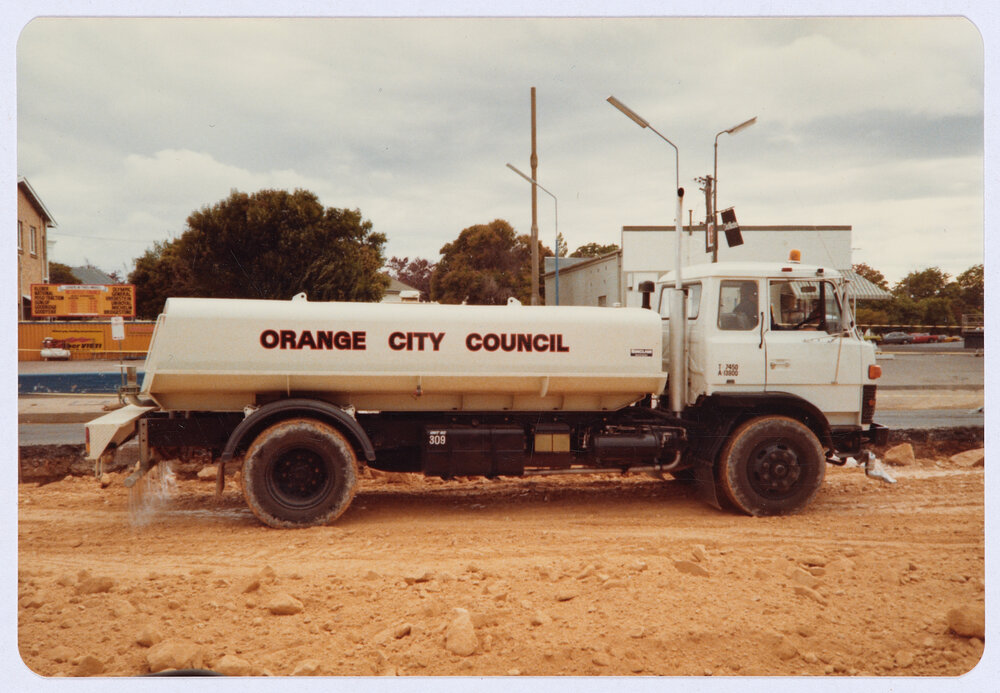 Water truck during construction works of Bathurst Road, Orange