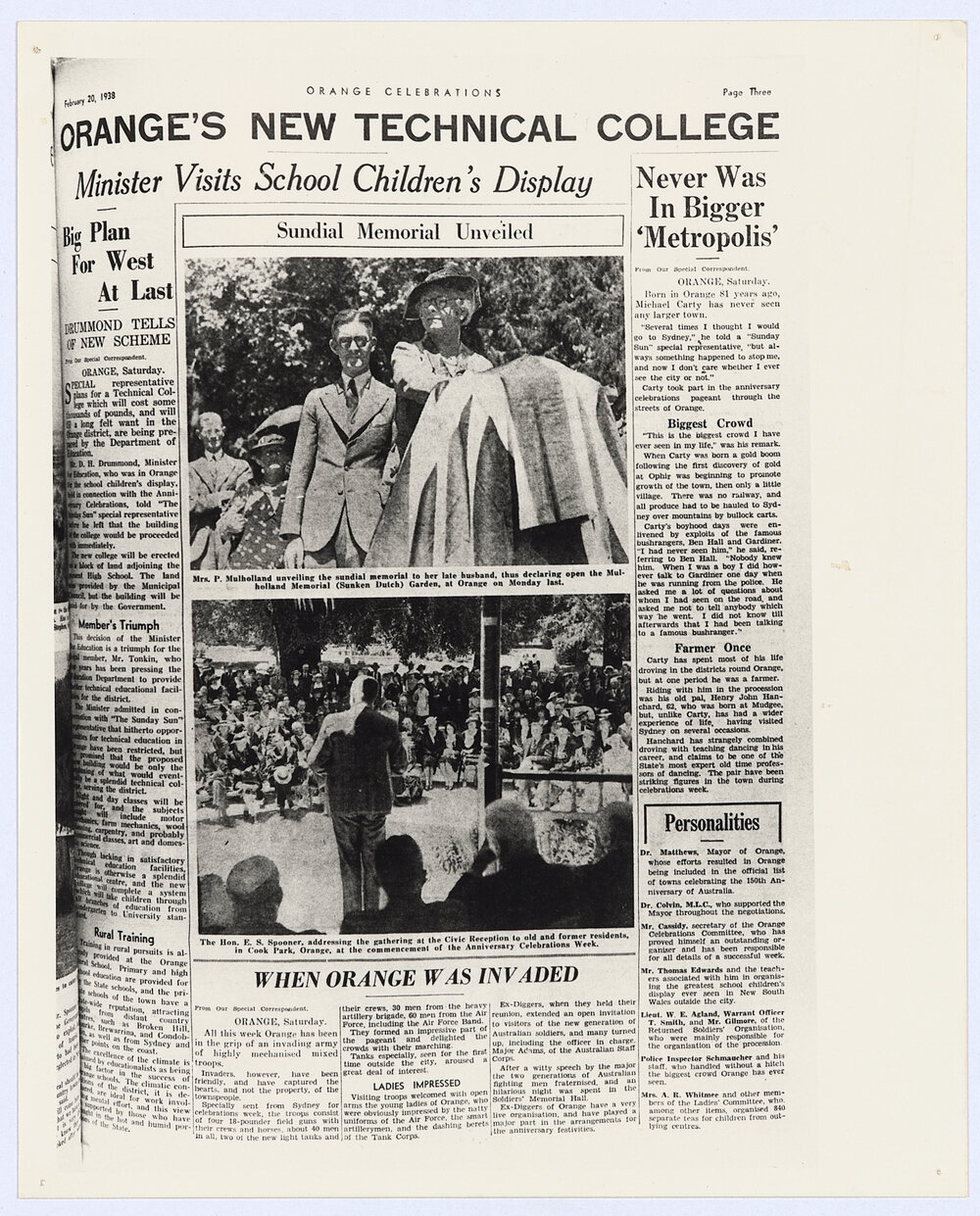 Orange Celebrations 1938