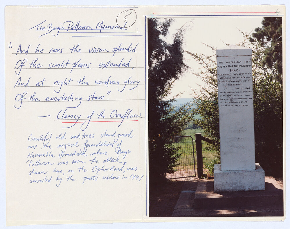 Banjo Paterson Memorial, Ophir Road, Orange