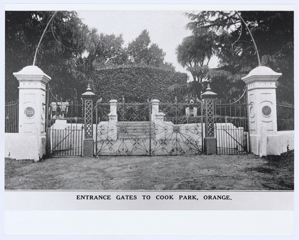 Entrance gates to Cook Park, Orange