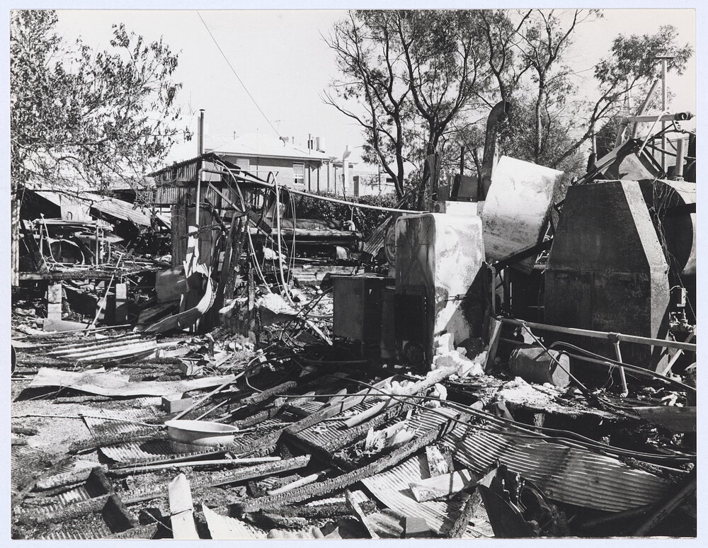 Orange laundry following a fire in 1976