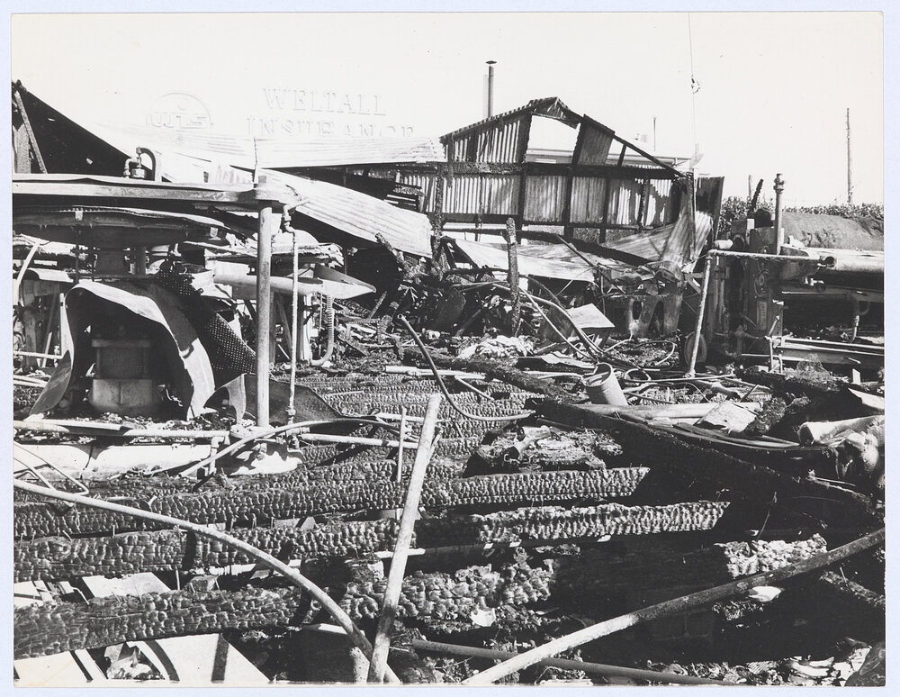 Orange laundry following a fire in 1976