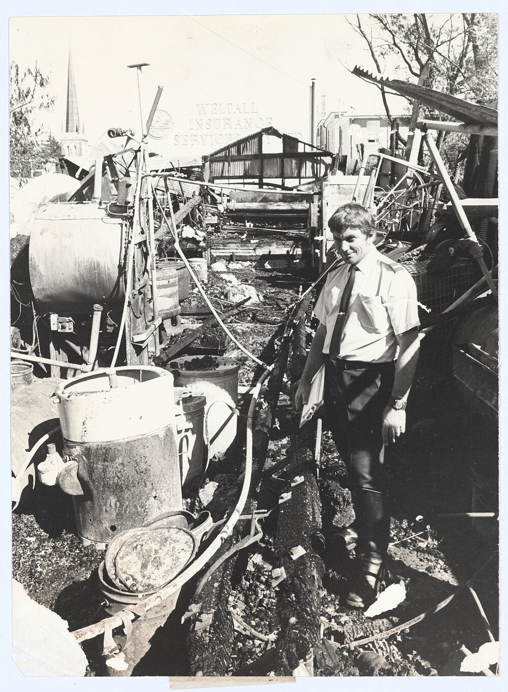 Orange laundry following a fire in 1976