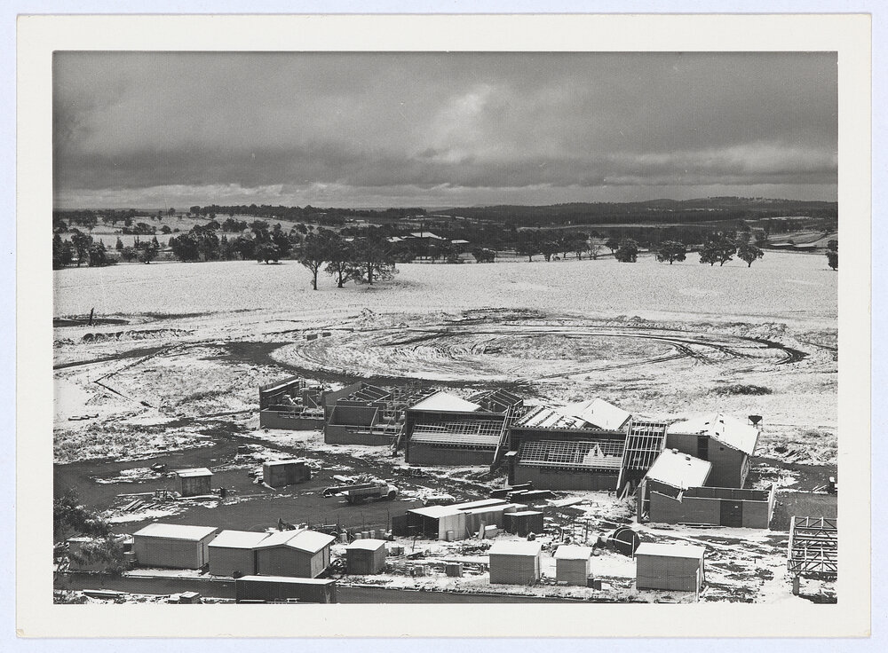 Building of Orange Agricultural College in snow
