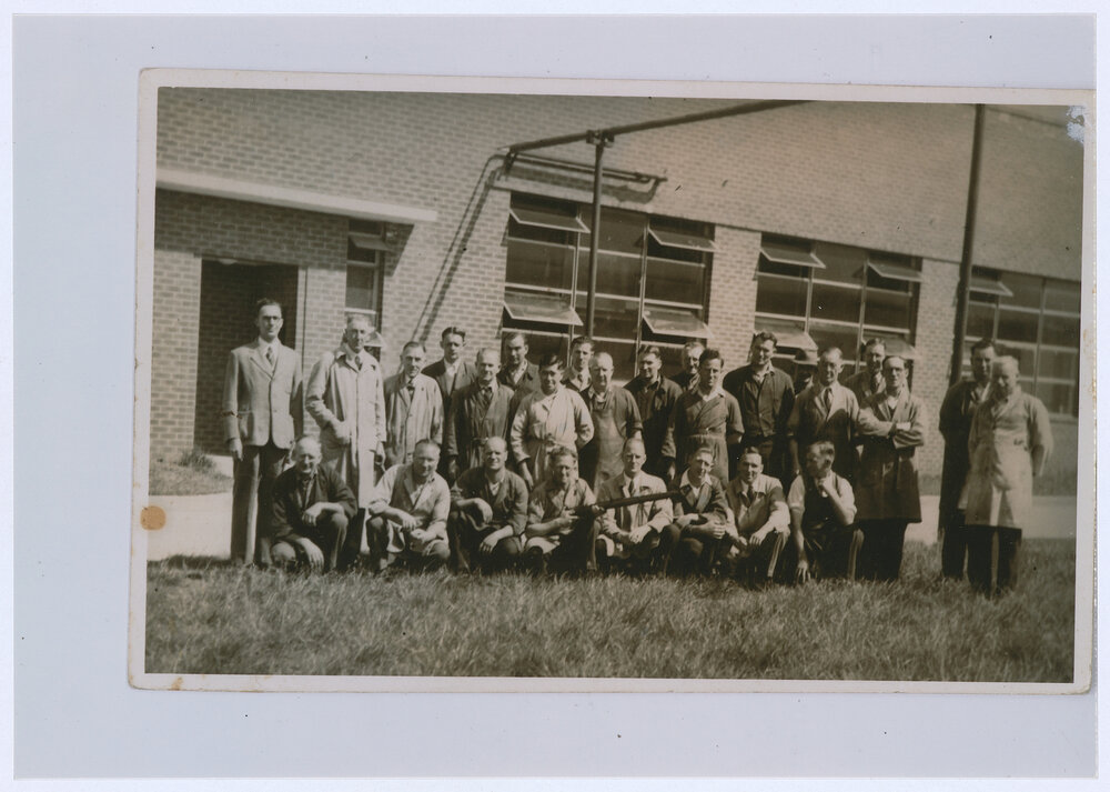 Some of the male workers at the Small Arms Factory in 1944
