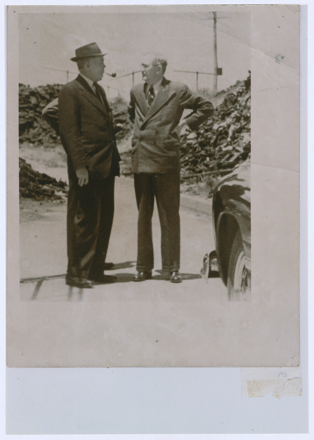 The men behind Email's move to Orange: a rare photograph of Prime Minister Ben Chifley and Email Managing Director Joe Carroll at the plant on 8 December 1949.