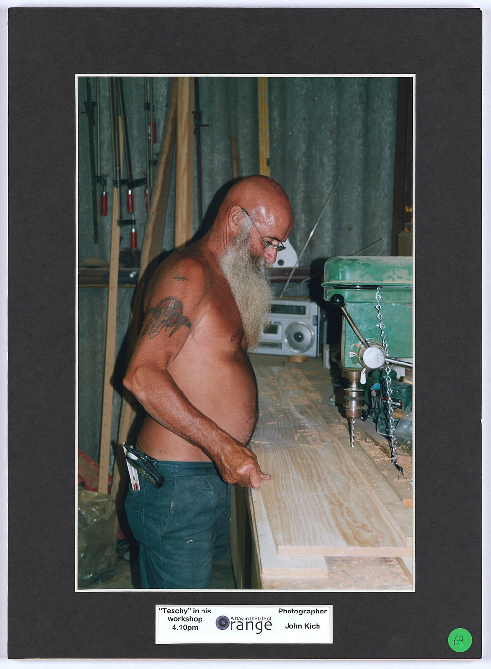 Teschy in his workshop, 4.10pm