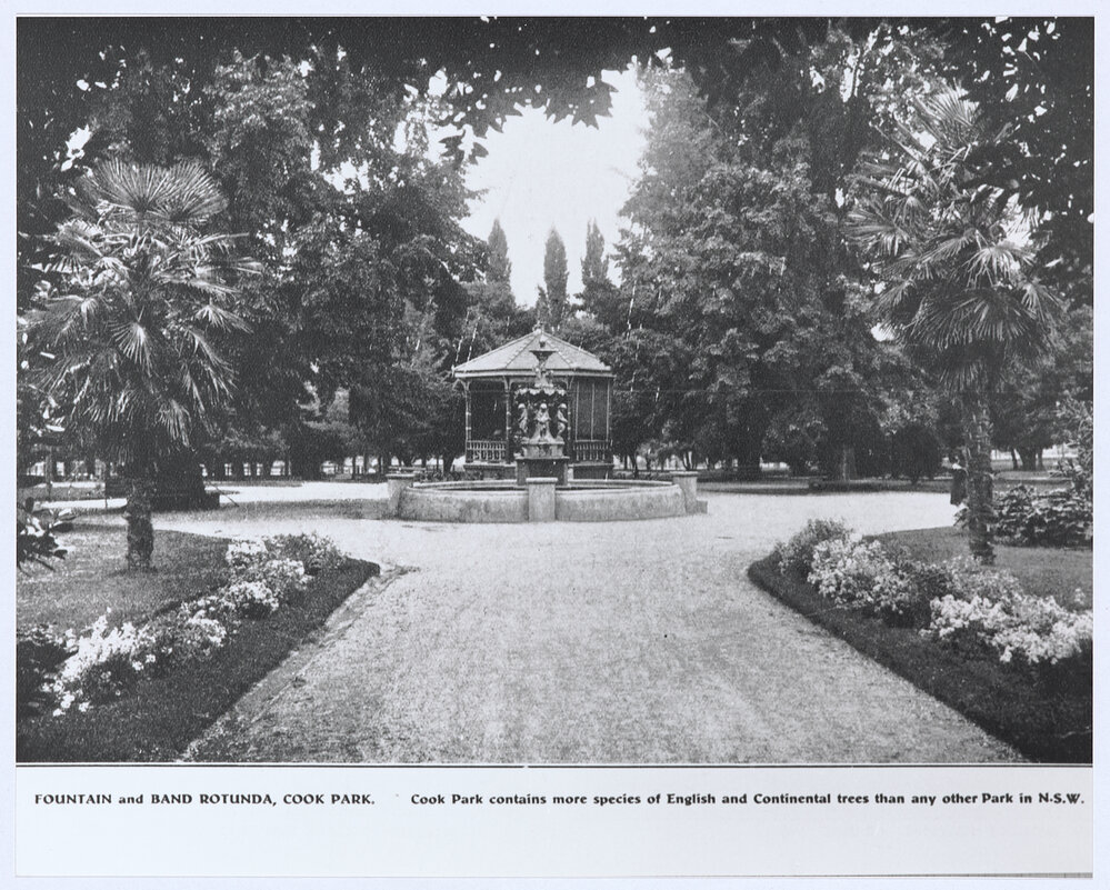 Fountain and band rotunda, Cook Park, Orange