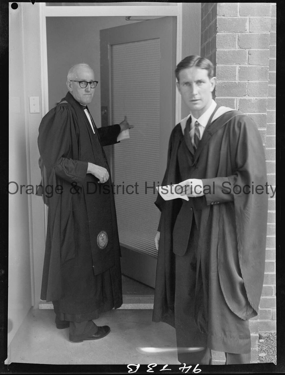 Reverend Dr W F Hambly and Wolaroi Headmaster David Prest