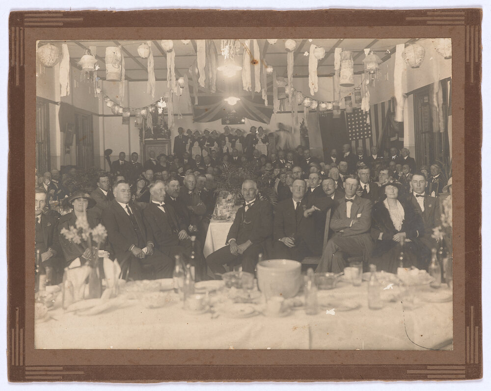 Interior of Orange Memorial Hall during a function