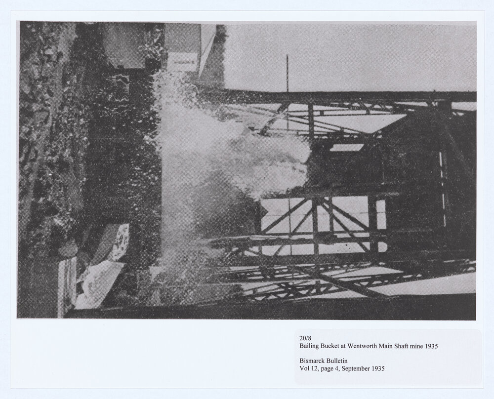 Bailing bucket at Wentworth Main Mine