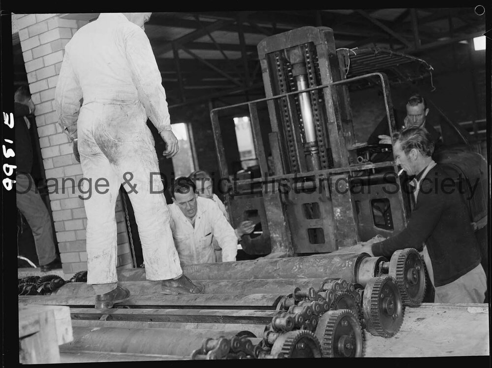 Unpacking the new printing press at the Central Western Daily