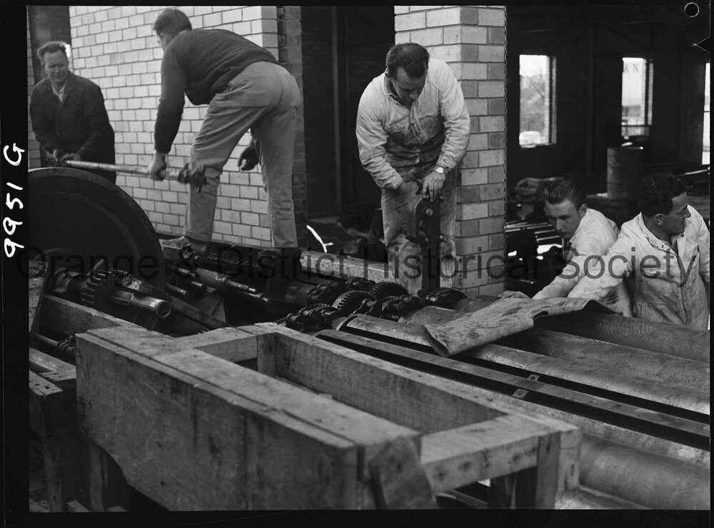 Unpacking the new printing press at the Central Western Daily