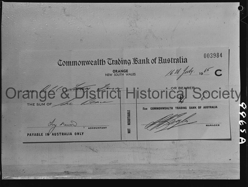 Cheque for sixpence
