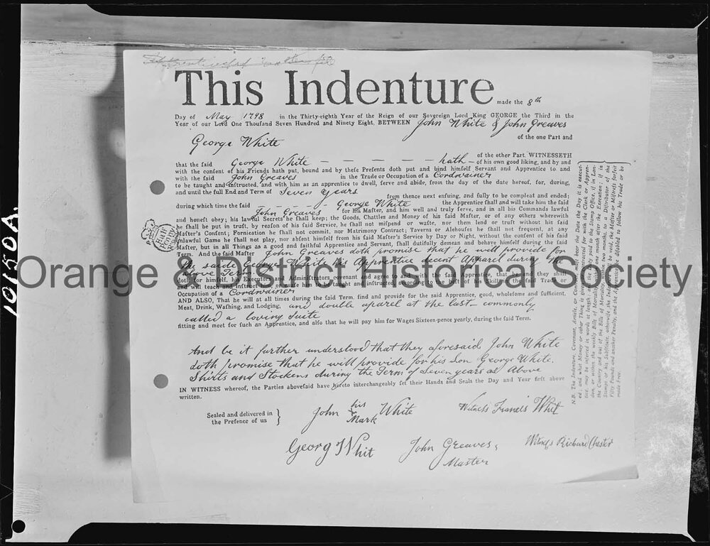 Copy, Apprentice contract from 1789