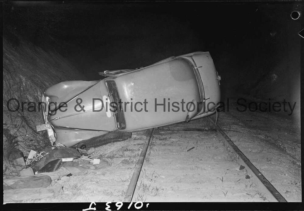 Car crashes on railway line