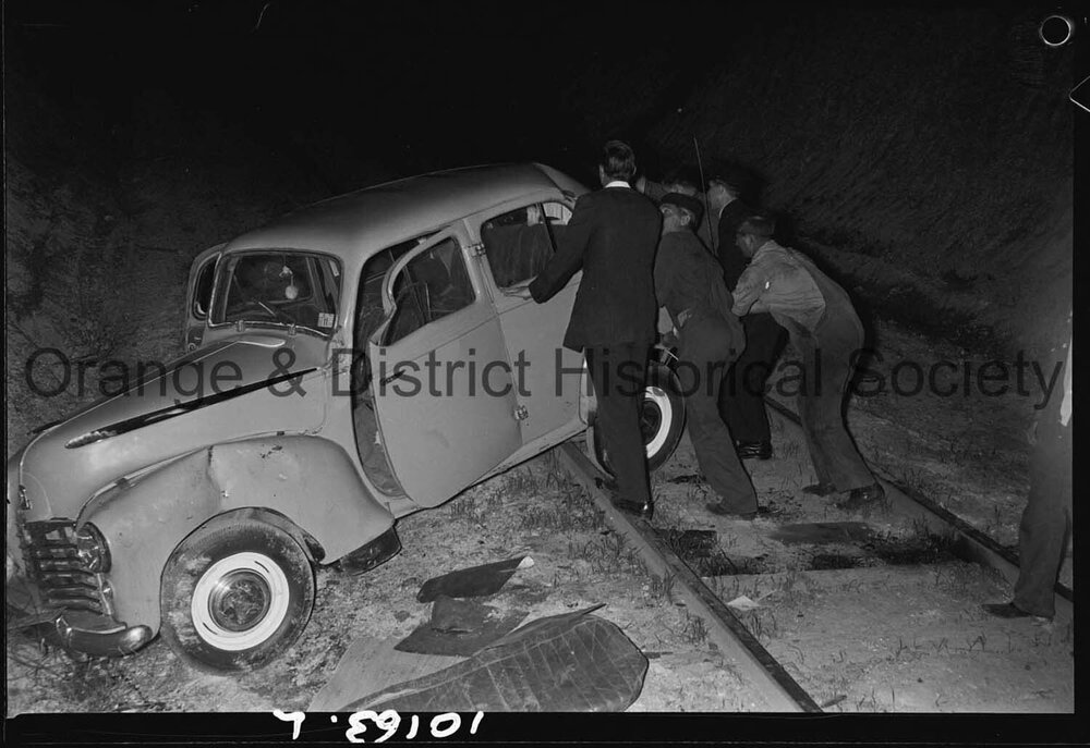 Car crashes on railway line