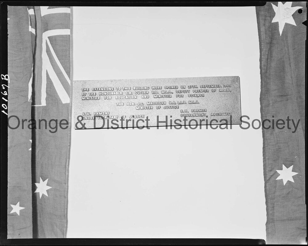 Court House renovations, opened with commemorative plaque