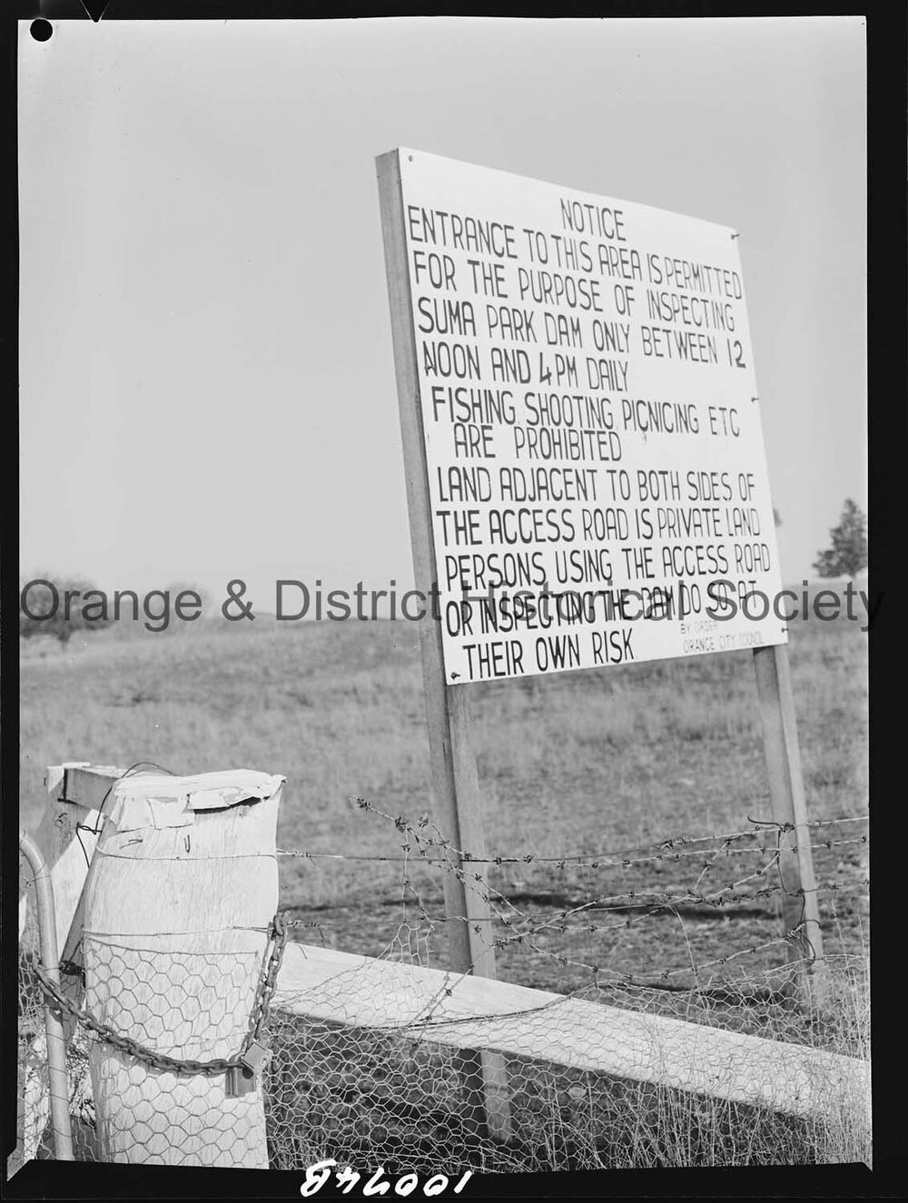 Suma Park Dam noticeboard