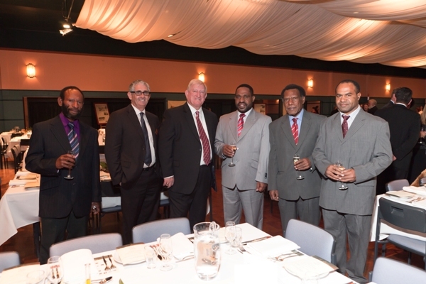 Titus Doa (Mayor Mount Hagen PNG), Stephen Sykes (Orange City Council), John Davis Mayor, Tom Olga (Governor Western Highlands [WHP] PNG), Wak Kewa (manager Mount hagen Council), Aula Kobale (First Secretary WHP Governor's office)