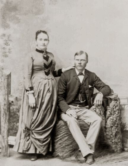 Margaret Mary Griffin and Alfred Andrew Patterson on their wedding day, Orange, 27 July 1887