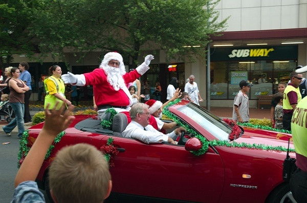 Santa arrives at the Christmas Street Party