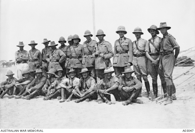 7th Light Horse Regiment officers, Maadi, Egypt. James Dalton is in the back row on the far left.