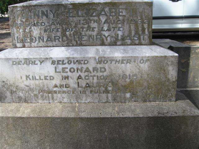 Leonard William Glandfield Last memorial plaque, Orange Cemetery