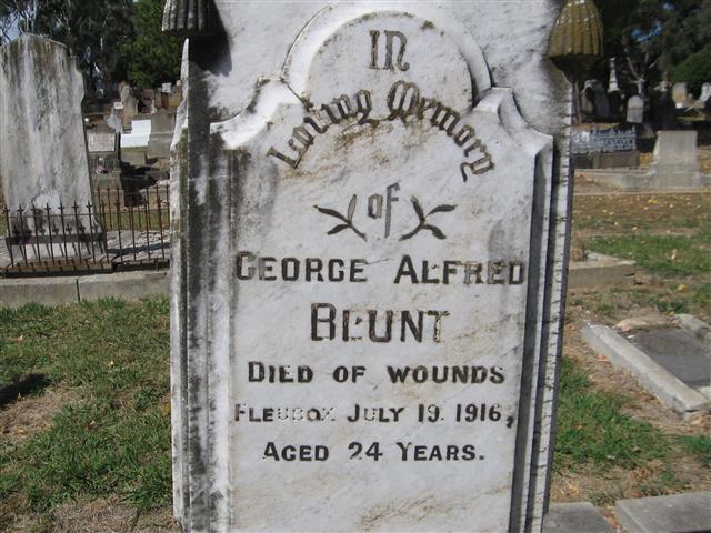 George Alfred Blunt's commemorative headstone, Orange Cemetery