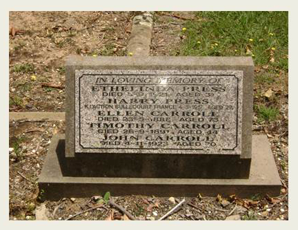 Harry Joseph Press commemorative plaque, Orange Cemetery