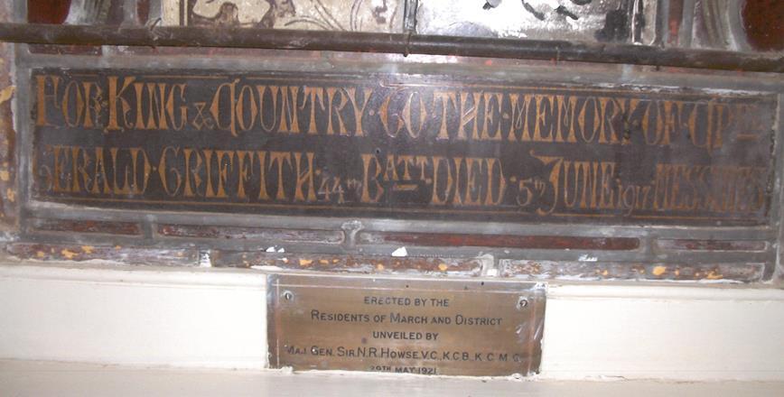 Gerald Griffith memorial plaque, Methodist Church, March