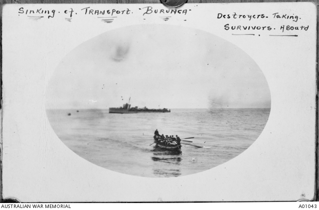 SS ''Barunga'' after a torpedo attack, 15 July 1918