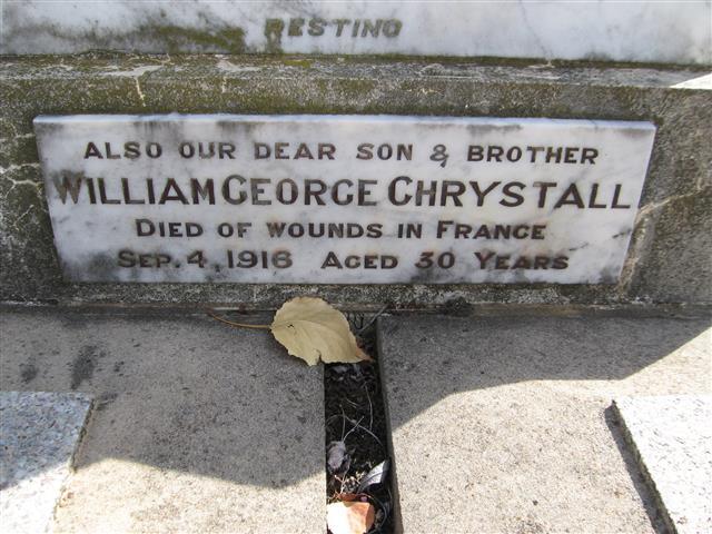 William George Chrystall cemmemorative plaque