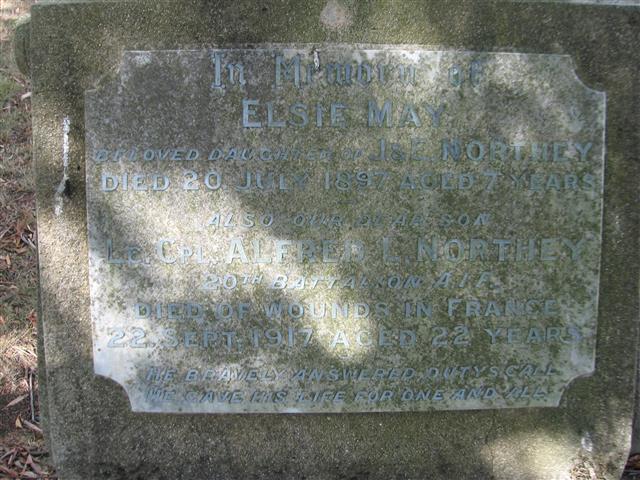 Alfred Leslie Northey memorial plaque