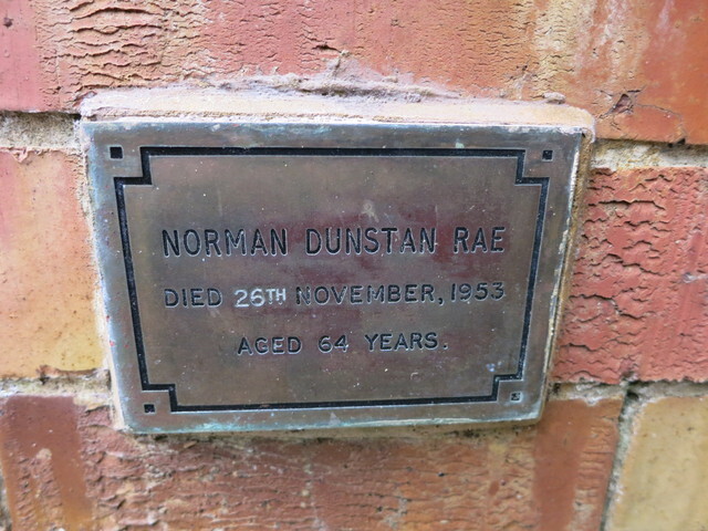 Norman Dunstan Rae memorial plaque