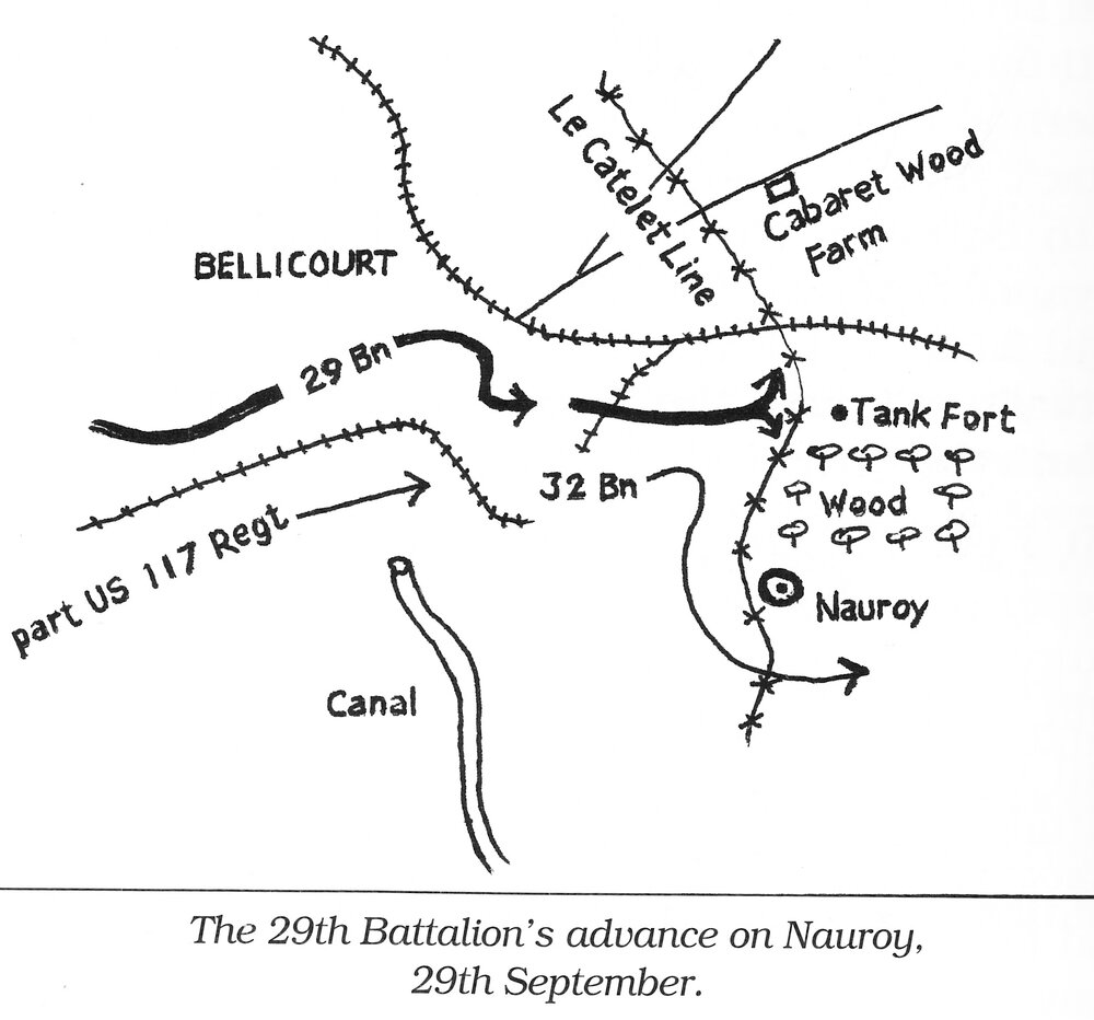 Map of the Battle of Nauroy 1918