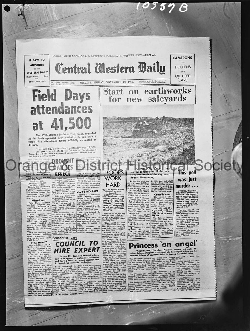 Copy front page CWD, 19 November 1965