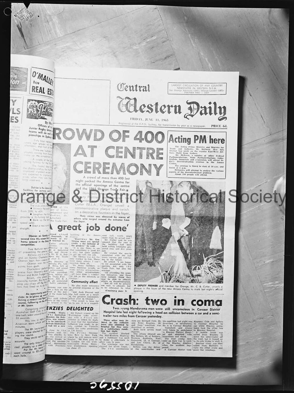 Copy front page CWD, 11 June 1965