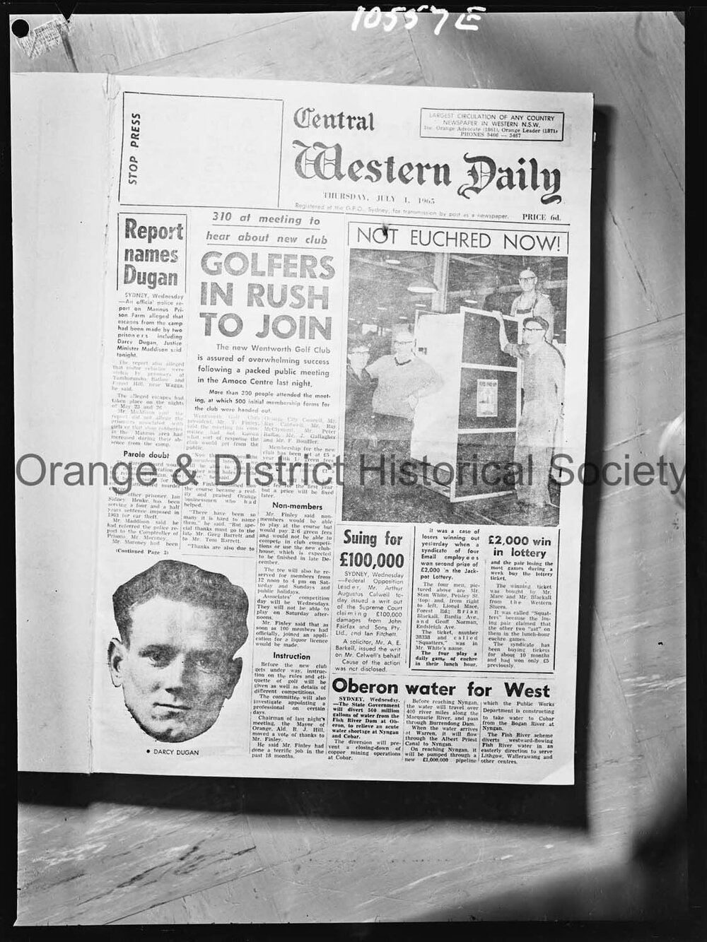 Copy front page CWD, 1 July 1965